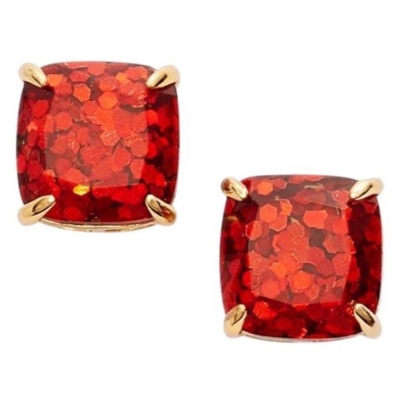 KATE SPADE • Red Glitter & Glee Squared Away Earrings - Picture 1 of 5